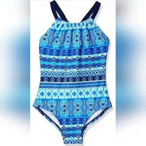 New without Tags. Girls Size 7 One Piece Swimsuit. Minimal Blue.